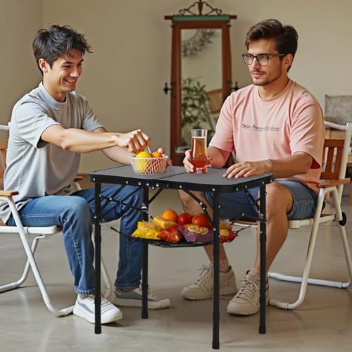 VEVOR Folding Camping Table, Adjustable Height Aluminum MDF Outdoor Portable - Image 2