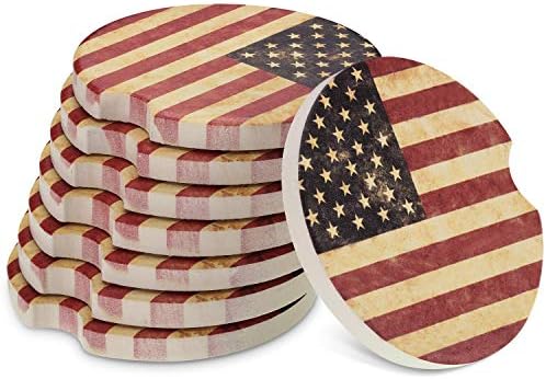 Boao 8 Packs USA Flag Car Cup Coasters Ceramic Car Coasters 2.56 Inch Stone by Boao