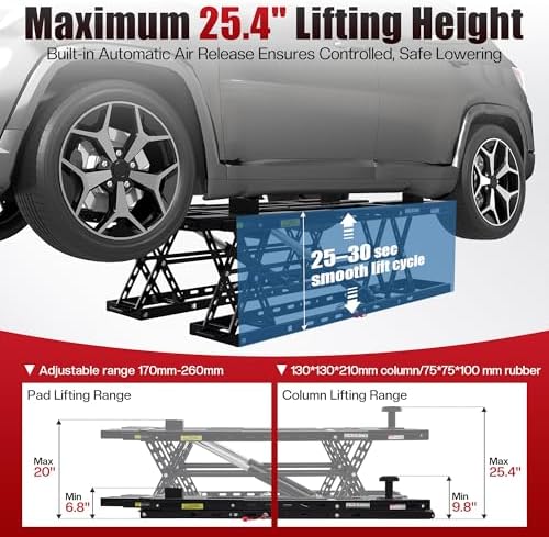SPECRAFT 7000LBS Black Portable Hydraulic Car Lift, Home Garage - Image 5