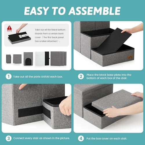 COZY KISS Dog Stairs with Storage, 17.7" H Dog Steps with Condo - Image 5
