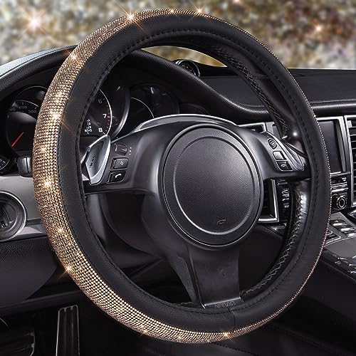 CAR PASS Bling Champagne Diamond Steering Wheel Cover by CARPASS