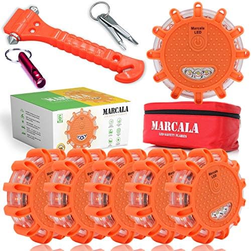 MARCALA 6‑Pack LED Road Flares | DOT Compliant Emergency Lights by MARCALA