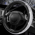 CAR PASS Bling Silver Diamond Leather Steering Wheel Cover, by CARPASS