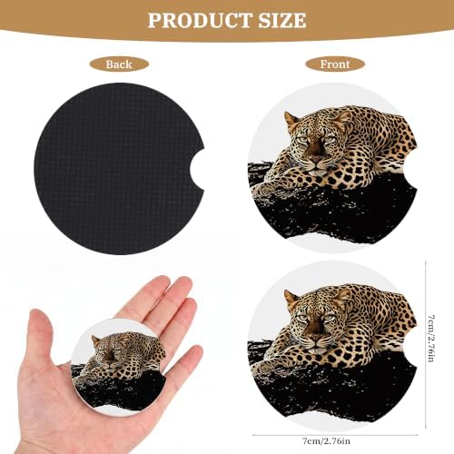 Black Leopard Car Coasters for Cup Holders, Absorbent Car Coaster for Women - Image 2