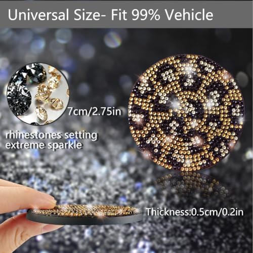 NBTEPEM 2pcs Bling Leopard Car Coasters, Non-Slip Cheetah Car Cup Holder Insert - Image 2
