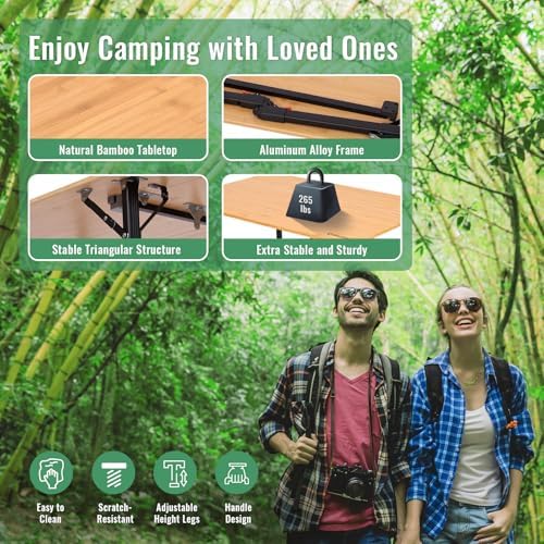 KingCamp Bamboo Folding Camping Table - Image 4