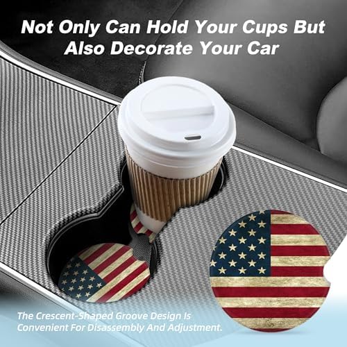 American Flag Car Coasters for Cup Holders, 2 Pack Car Cup Holder Coasters for - Image 7