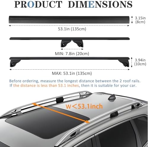 53” All-Metal 330 lbs Roof Rack Cross Bars - Image 3