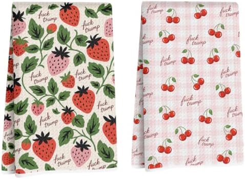 Strawberries Cherries Trump Kitchen Towels Gifts by Lovdazzles