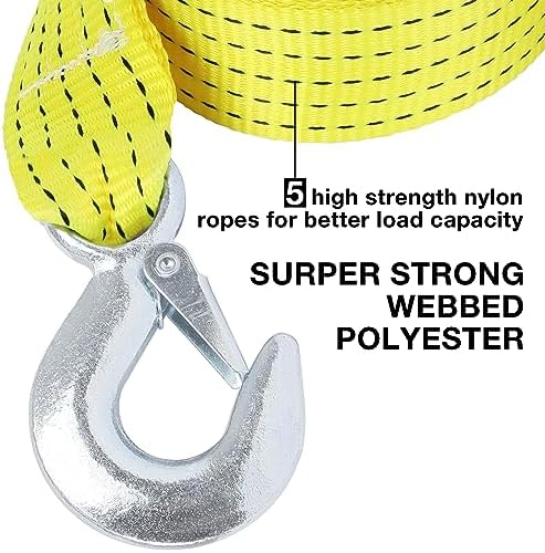 2" x20ft Tow Straps with Hooks Heavy Duty, 000 lbs Capacity - Image 4