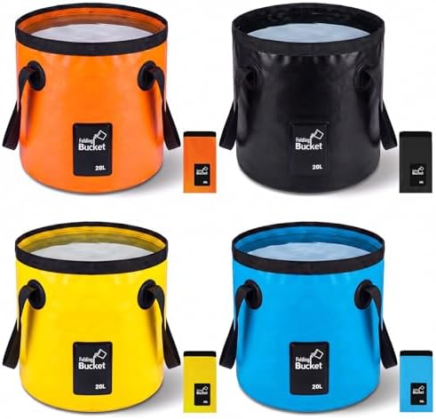 4 Pcs Collapsible Bucket with Handle 5 Gallon Foldable Water Container Folding by DIVINA+VITAE