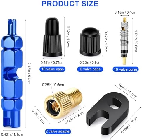 26 Pieces Presta Valve Core Repair Kit，Tubeless Valve&Presta Valve Caps；Valve - Image 2