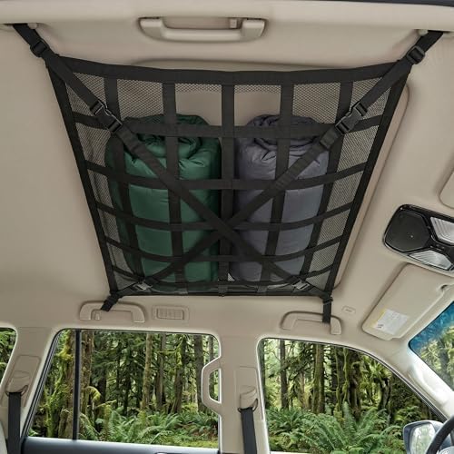 1 PC Car Ceiling Cargo Net Pocket, 31.5" x 21.6" Double-layer Roof Storage - Image 5