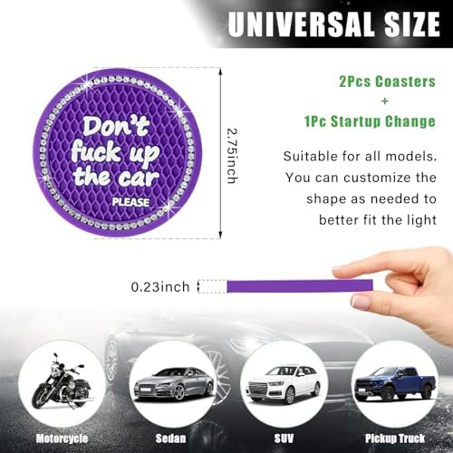 Ziciner 2 Pack Bling Car Cup Holder Coaster, 2.75 Inch Anti-Slip Auto Insert - Image 2