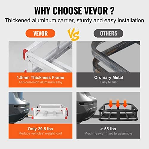 VEVOR 49.4 x 22.4 x 7.1 in Hitch Cargo Carrier, 500lb Capacity Trailer Hitch - Image 4