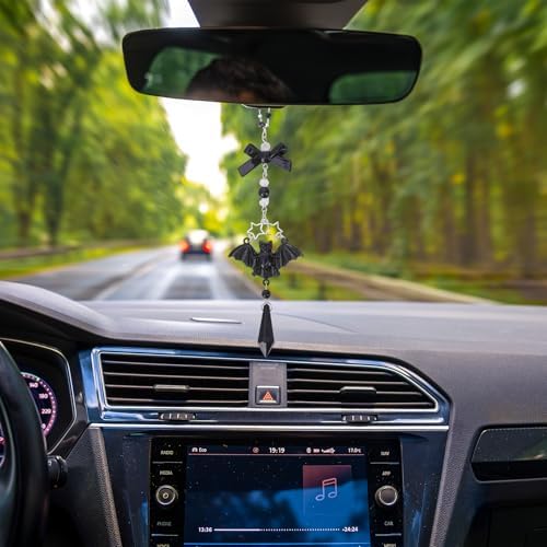Black Crystal Car Rearview Mirror Charm - Image 2