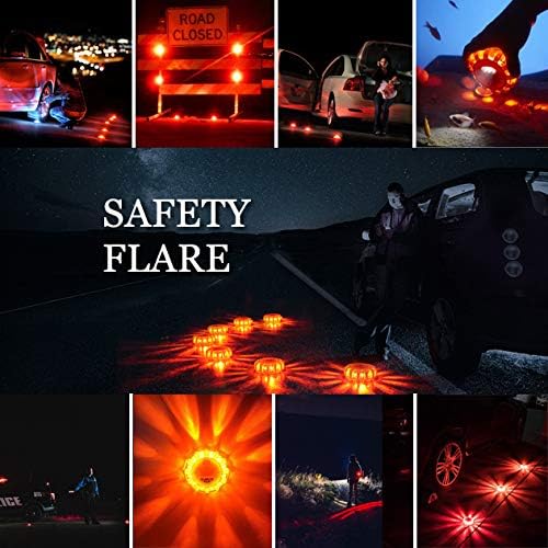 Tobfit 6 Pack LED Road Flares Emergency Lights Roadside Safety Beacon Disc - Image 4