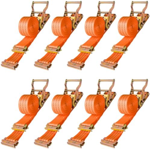 E-Track Ratchet Straps, 8 Pack, 4500 LBS, Heavy Duty Tie Downs by BOLVIXOR