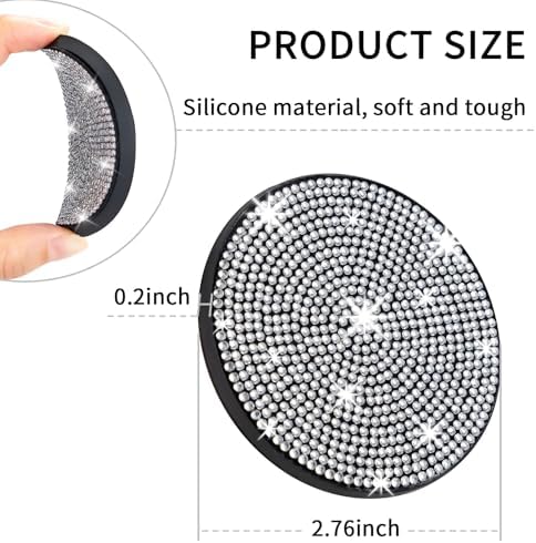 COCASES 4 Pack Bling Car Coasters, Car Cup Holder Coaster, Rhinestone Coaster - Image 6