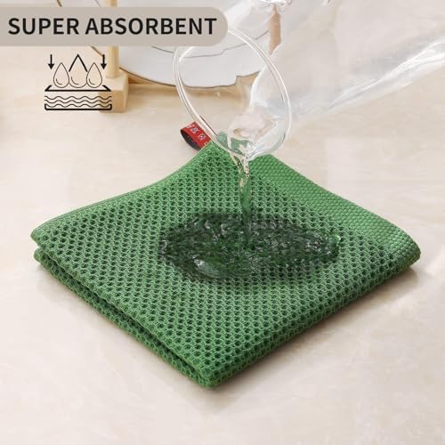 Kitinjoy 100% Cotton Waffle 8-Pack Kitchen Towels, Grass Green - Image 3