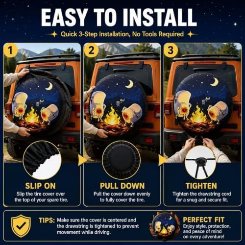 Spare Tire Cover with Marshmallow Campfire Wheel Protectors Weatherproof Spare - Image 4