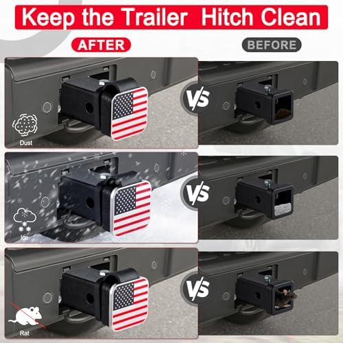 UYYE 2 Inch Rubber Trailer Hitch Cover, American Flag Rubber Hitch Tube Cover - Image 6