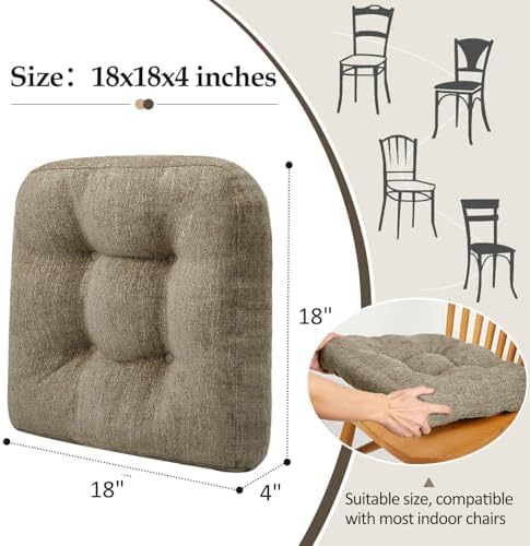 downluxe Chair Cushions for Dining Chairs 4 Pack, Tufted Indoor Chair Pads - Image 4
