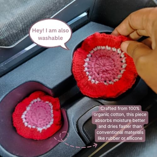 Cotton Crotchet Ruffled Flower Coaster Set - Image 3