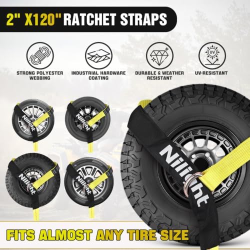Nilight Tire Tie Down Straps 2" x 120" - Image 4