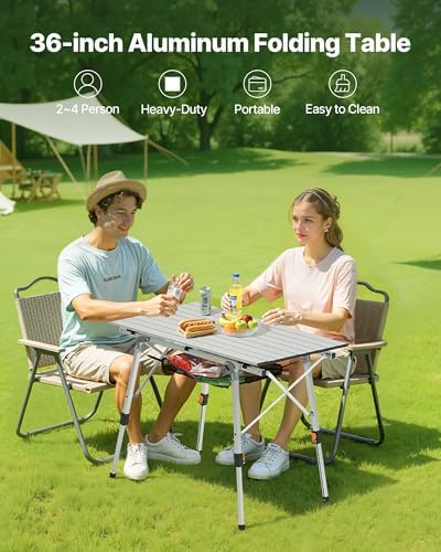 VEVOR Folding Camping Table, Portable Roll Up Side Tables, Lightweight Aluminum - Image 4