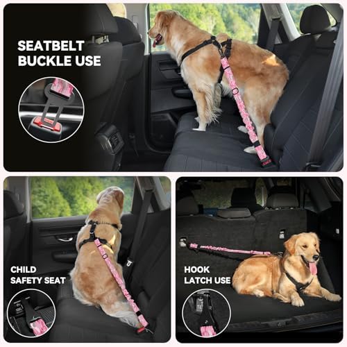Pawaboo Dog Car Seat Belt– Reflective & Adjustable Dogs Cars Harness Leash - Image 4
