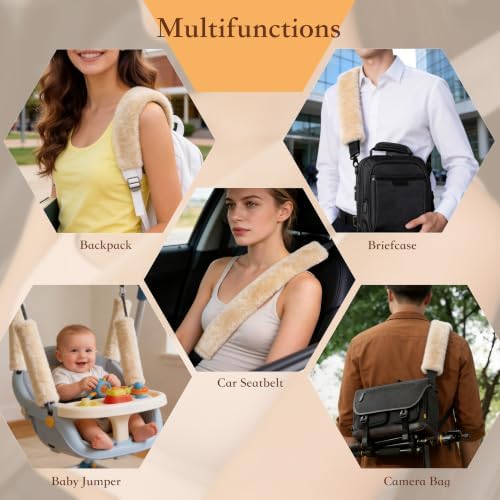 Amooca 25.6in Extra Long Furry Universal Car Seatbelt Cover Shoulder Pad - Image 5