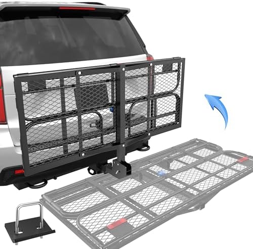 KUIPERAUTO 500 Lbs Folding Rack Hitch Mount Cargo Carrier, Bolt Lock Luggage by KUIPERAUTO