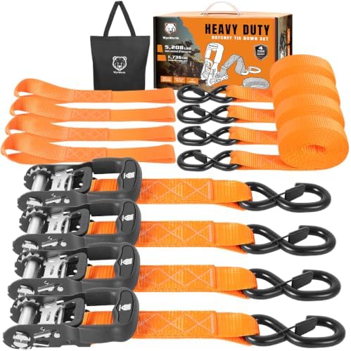 Retractable Ratchet Straps 4 Pack, 5208LBS Break Strength by Unknown