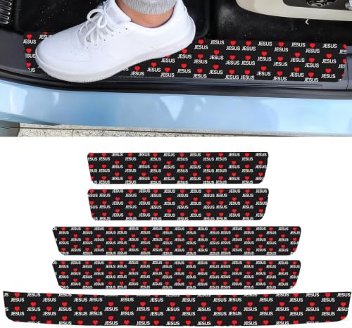 5PCS Faith Car Door Sill Sticker Carbon Fiber Leather Auto Decal by Unknown