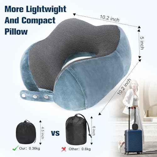Cirorld Neck Pillow for Traveling, Travel Pillows for Airplanes Light Blue - Image 3