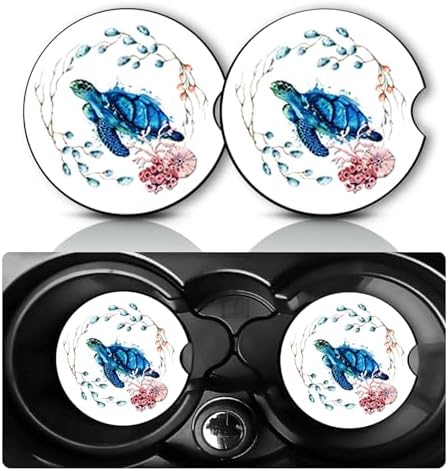 2Pack Sea Turtle Car Cup Holder Coaster Neoprene Car Coasters by YGQZYYQ