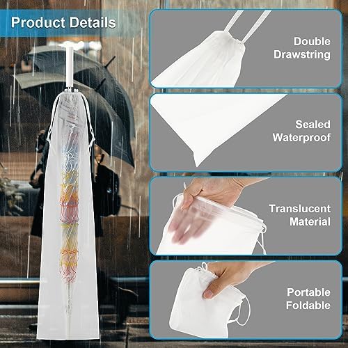 Cosmos 6 Pcs Umbrella Bags Wet Umbrella Covers Translucent Stick Umbrella - Image 4