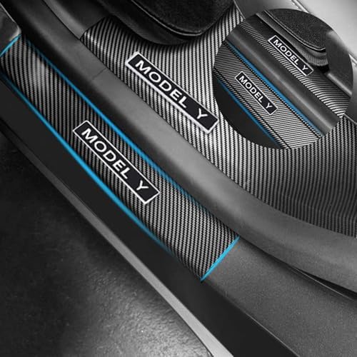 Door Sill Protector for Tesla Model Y, 4 Pieces Door Entry Protectors Strips by FLAMPETUS