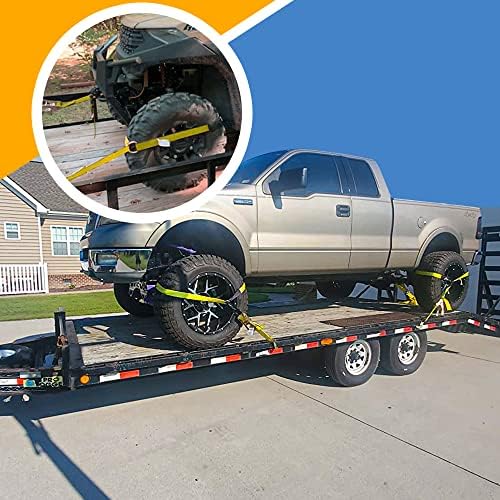 Car Tie Down Straps, 4PK 2"x96" Tire Tie Downs, Snap Hooks - Image 6