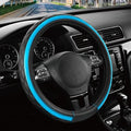 Road Comforts Leather Steering Wheel Cover – Black & Blue, Universal Fit by RoadComforts