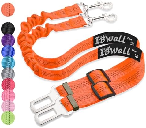 IBWell Dog Seat Belt with Elastic Bungee Leash, Car Seat Belt by IBWell