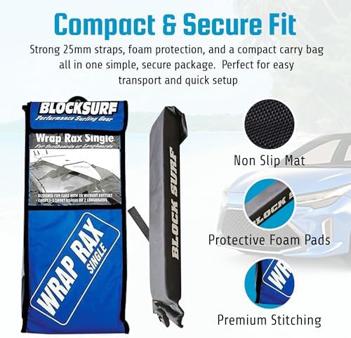 BLOCKSURF Surfboard Roof Rack for Car | Universal Soft Roof Rack for Cars & - Image 3