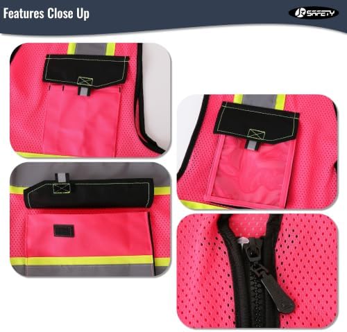 JKSafety Safety Vest for Men Women Hi Vis Reflective Vest JK220 Pink 2XL - Image 3
