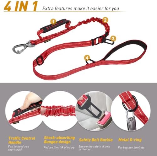 AUBELL Tactical Dog Leash Heavy Duty, 4-6ft No Pull Bungee Leash - Image 4