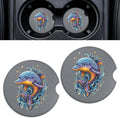 Car Cup Holder Ceramic Coasters 2 Pack, 2.56 in Anti Slip Absorbent Coaster by Rueneaj