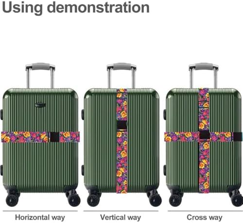2PC, Floral Luggage Strap 1.97 x 70.87 inch Colorful Rose Tulip Blossom Pattern - Image 3