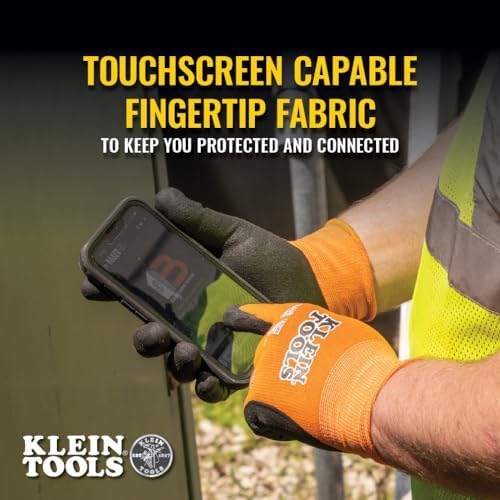 KLEIN TOOLS 60823 Work Gloves, Knit Dipped Cut Resistant ANSI A1 Nitrile Coated - Image 3