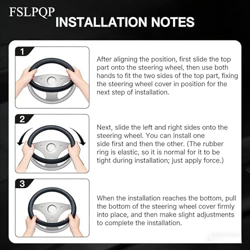 Microfiber Leather Steering Wheel Cover, Round Carbon Fiber Two-tone Wire Trim - Image 6