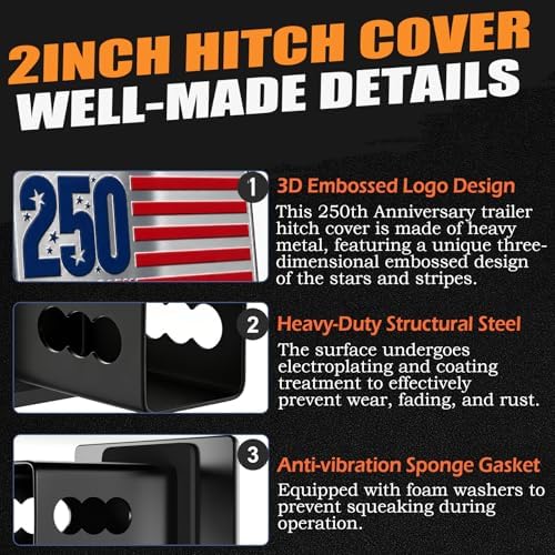 250th Anniversary of American Independence Trailer Hitch Cover - Image 4